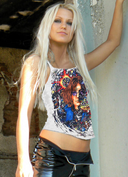 Number 9 Women's Tank Top Inspired by John Lennon - White