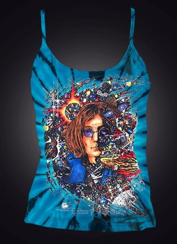Number 9 Women's Tank Top Inspired by John Lennon - Blue tie dye 100% cotton