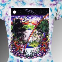 Ancient Forest T-shirt - Women's blue and purple crystallized, 100% cotton crew neck cut, short sleeve tee.