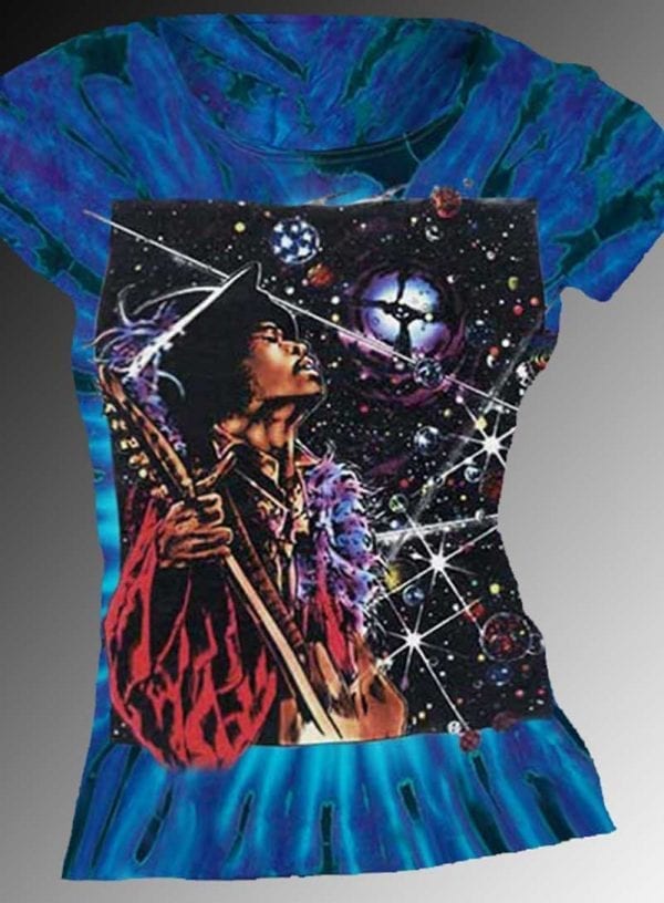 Big Wing Inspired by Jimi Hendrix T-shirt - Women's purple tie dye, 100% cotton crew neck cut, short sleeve tee.