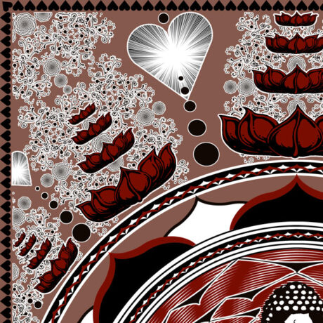 Buddha Tapestry – Lotus Flower Mandala Meditation Tapestry closeup.