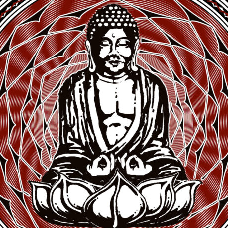 Buddha Tapestry – Lotus Flower Mandala Meditation Tapestry closeup.