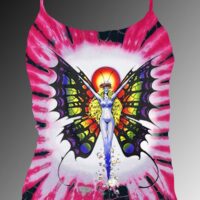 Butterfly Lady Tank Top - Women's pink tie dye, 100% cotton sleeveless tank top.