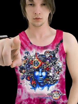 Door Ways Tank Top - Men's pink tie dye, 100% cotton sleeveless tank top.