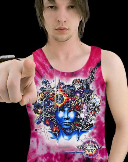 Door Ways Tank Top - Men's pink tie dye, 100% cotton sleeveless tank top.