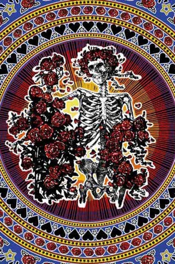 Grateful Dead Skull and Roses Tapestry - Bertha Tapestry closeup
