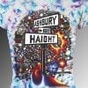 Haight Ashbury T-shirt - Women's blue and purple crystallized, 100% cotton crew neck cut, short sleeve tee.