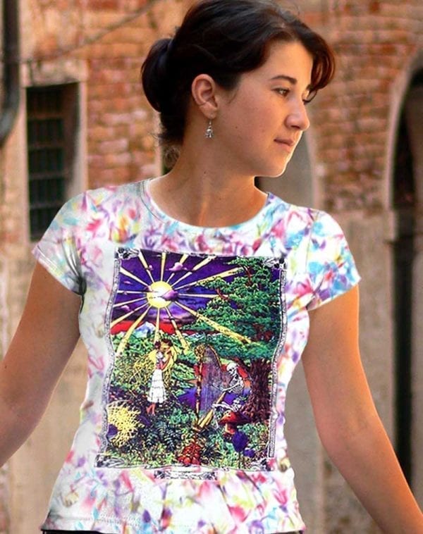 Inspiration T-shirt - Women's rainbow crystallized, 100% cotton crew neck cut, short sleeve tee.