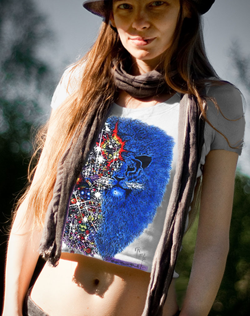 Lion from Zion Inspired by Carlos Santana T-shirt - Women's white, 100% cotton crew neck cut, short sleeve tee.