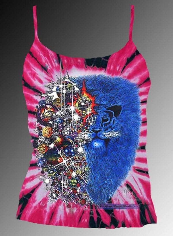Lion from Zion Inspired by Carlos Santana Tank Top - Women's pink tie dye, 100% cotton sleeveless t-shirt.