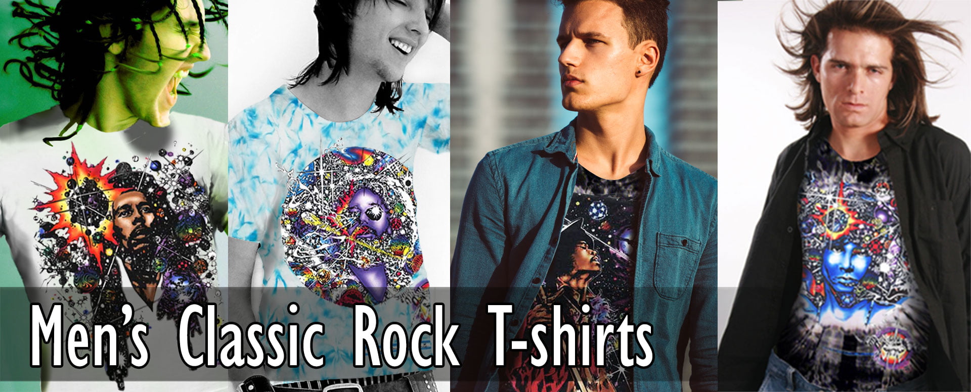 Men’s Rock Tshirts White Crystallized & Tie Dye Infinitee Art Rock T