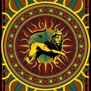 Rasta Lion of Judah with Flag Reggae Music Tapestry