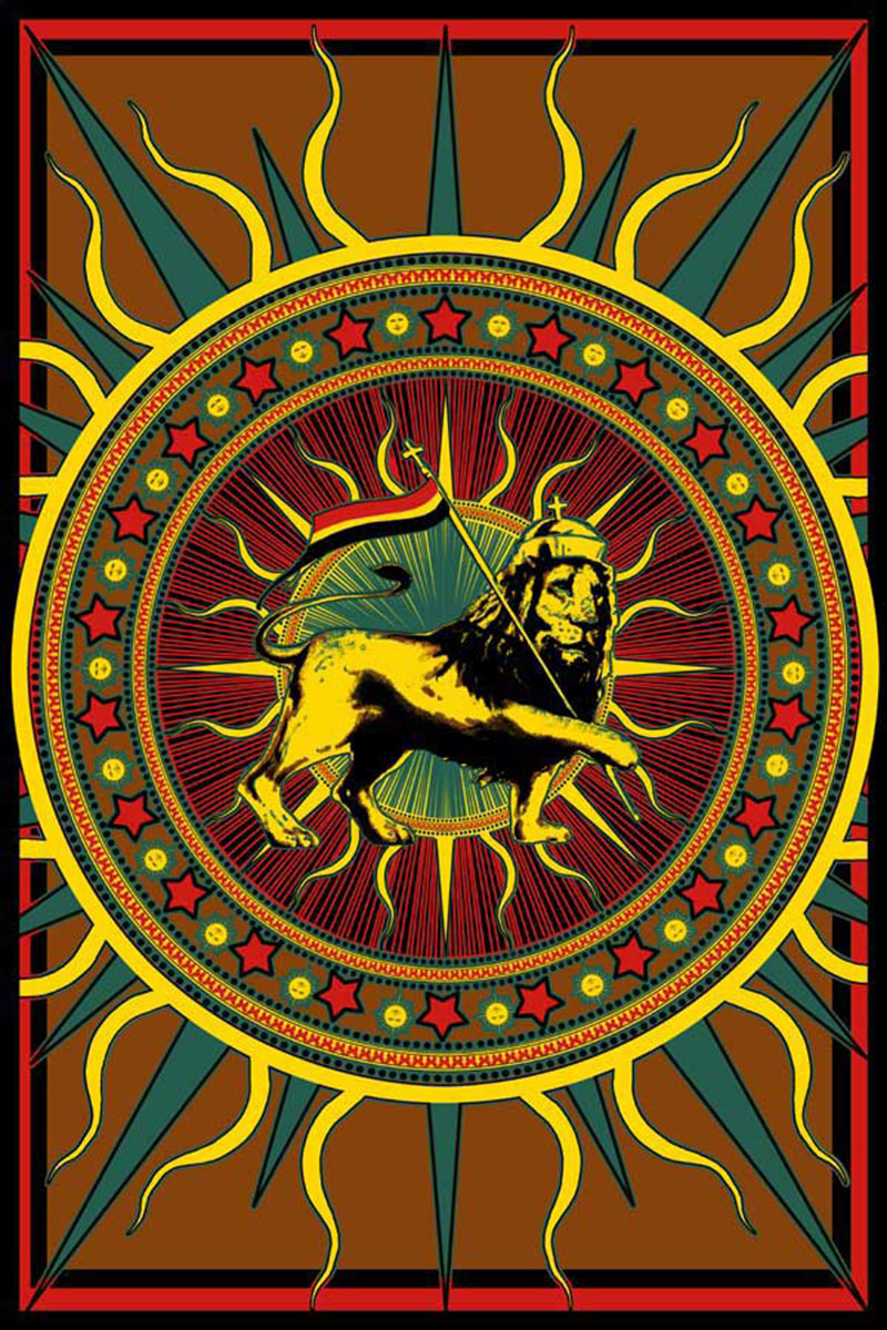 Rasta Lion of Judah with Flag Reggae Music Tapestry
