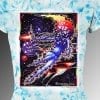 Space Maiden T-shirt - Women's blue crystallized, 100% cotton crew neck cut, short sleeve tee.