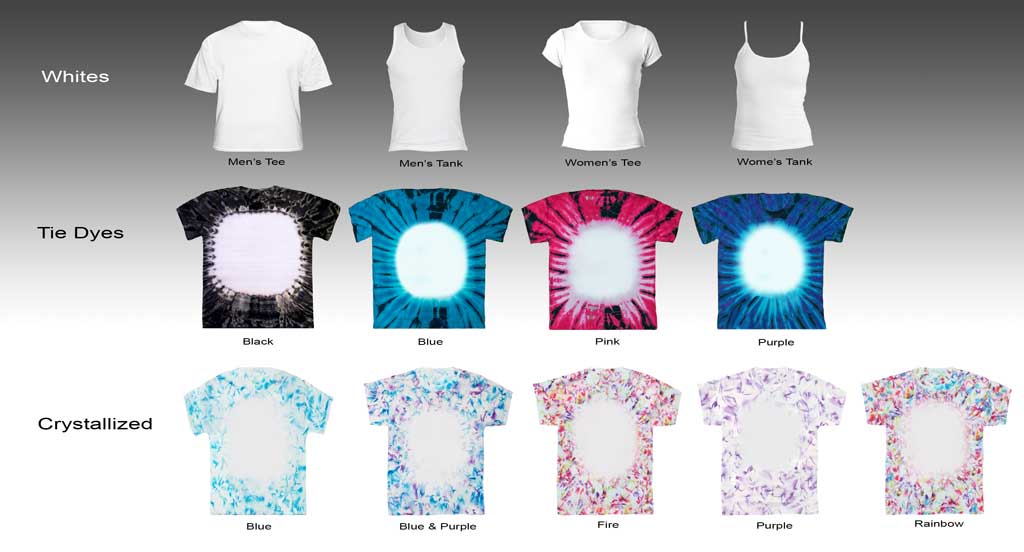 Infinitee Art Rock T-shirts Color Samples
