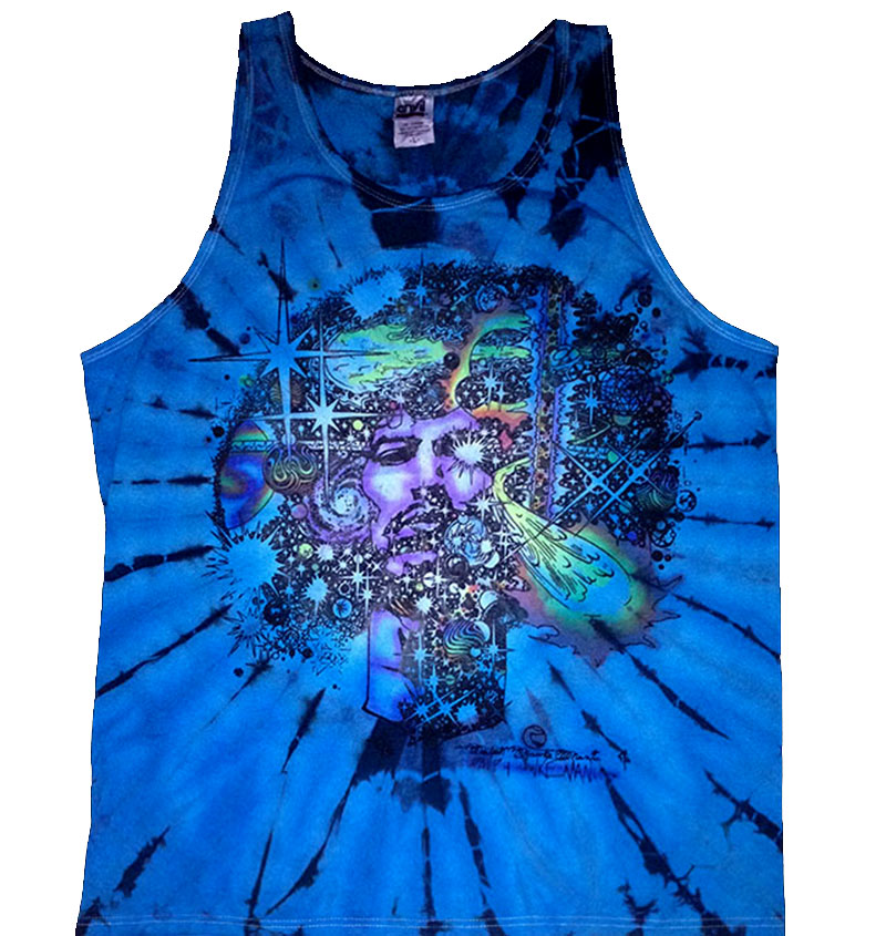 Sale on Haze Men's Jimi Hendrix Blue Tie Dyed Tank Top