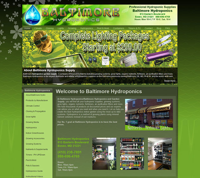 Sunny Day Hydroponics - Now Baltimore Hydroponics Delaware eCommerce Website by Infinitee