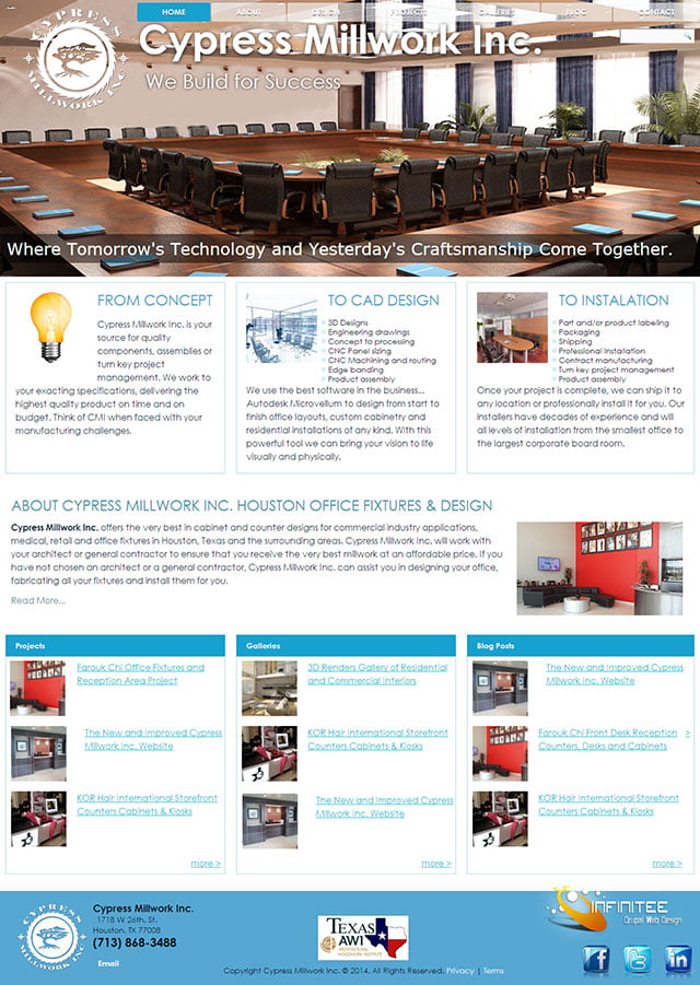 Cypress Millwork Drupal website re-design & photo galleries