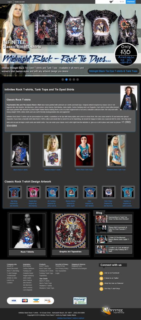 Infinitee Rock Band T-shirts Drupal eCommerce Web Design