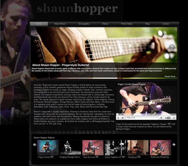 Shaun Hopper Fingerstyle Guitarist Music Videos and Artist Info Website