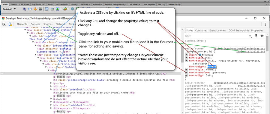 Drupal 7 Adding Custom CSS - The Google Chrome Code Inspector