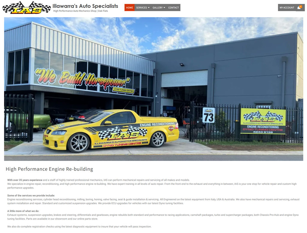 Illawarra's Auto Specialists website designed by Infinitee Web Design in Rehoboth Beach, DE