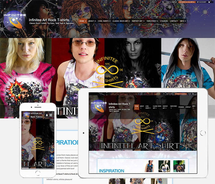 WordPress Web Design & eCommerce - Infinitee Art Rock T-shirts