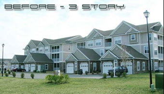 Post Photographic Services - Three story building before Photoshop photo manipulation