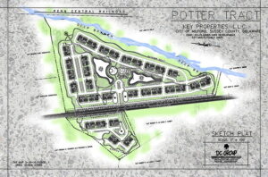 Laying down a foundation for grass and adding a nice blue water stream.