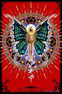 Butterfly Lady Tapestry art created with Photoshop by artist Ralph Hawke Manis.