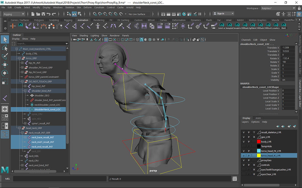 After adding second Locator named shoulderNeck_const_LOC