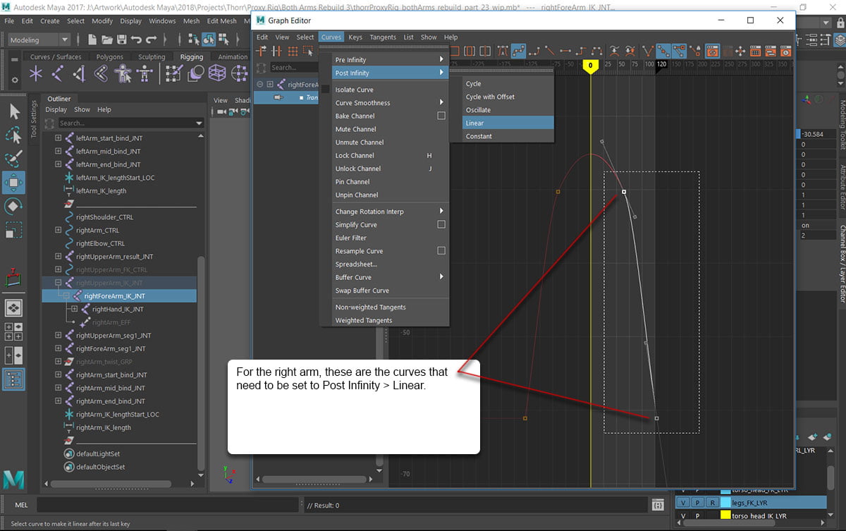 Part 23 @11:08 - The exact curves that need to be set to Post Infinity >