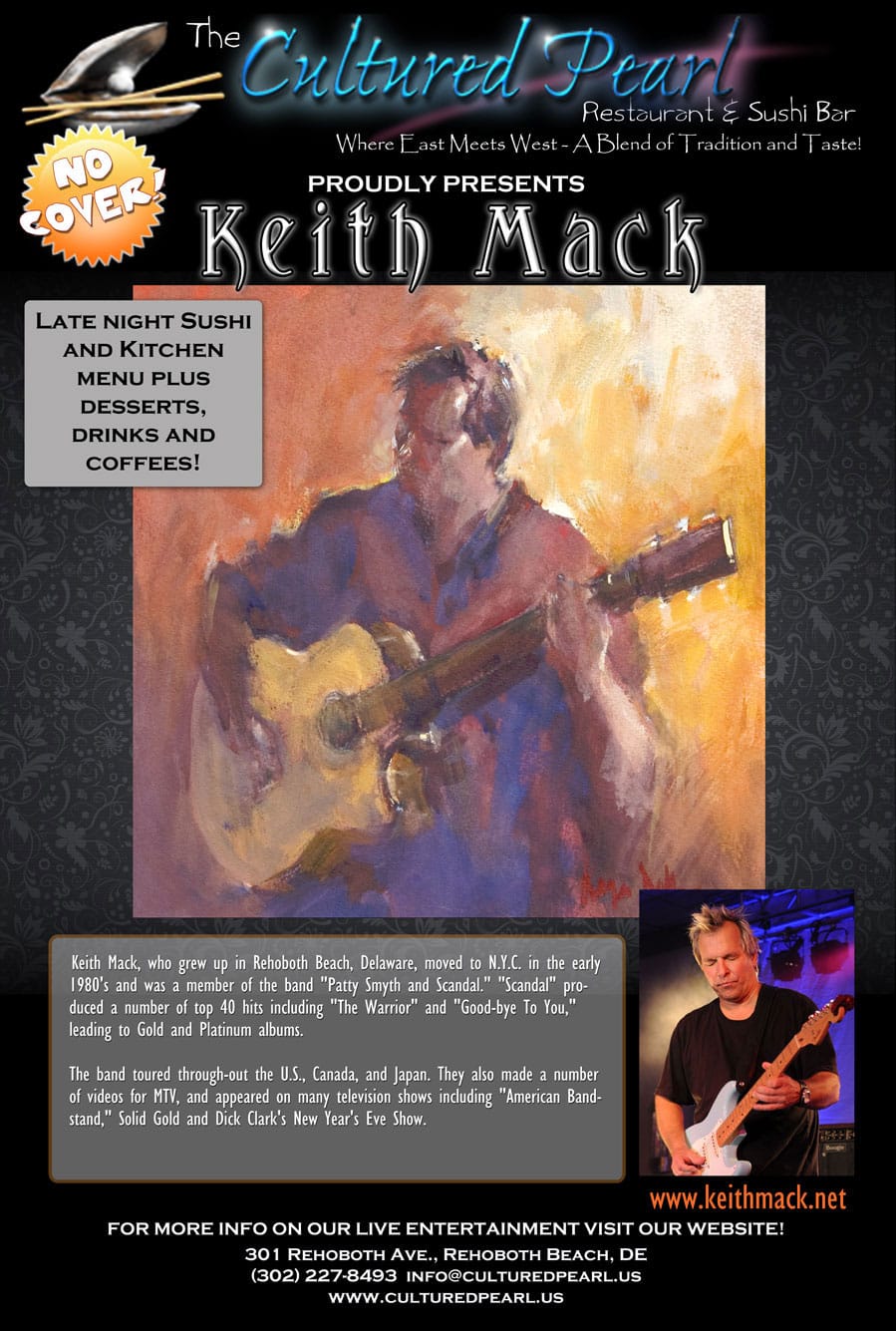 Keith Mack Keith Mack Band concert poster by Ralph Manis for Cultured Pearl
